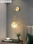 Postmodern luxury led wall lamp gold crystal sconce bedroom light