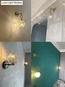 Postmodern luxury led wall lamp gold crystal sconce bedroom light