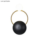 Postmodern orbital flush mount black & gold sconce for bedroom
