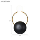 DecorBites™ Postmodern Orbital Flush Mount Iron 2-Light Wall Sconce in Black-Gold with Orb Opal Glass Shade