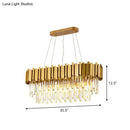 Postmodern oval hanging light gold crystal chandelier dining room