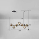 Postmodern smoke grey glass globe chandelier dining room light