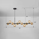 Postmodern smoke grey glass globe chandelier dining room light