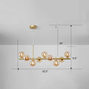 Postmodern smoke grey glass globe chandelier dining room light