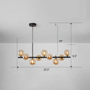 Postmodern smoke grey glass globe chandelier dining room light