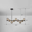 Postmodern smoke grey glass globe chandelier dining room light