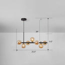Postmodern smoke grey glass globe chandelier dining room light