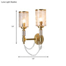 Postmodern water glass brass wall light bedroom crystal sconce