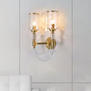 Postmodern water glass brass wall light bedroom crystal sconce