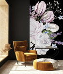 Stylish Dark Wallpaper with Gentle Flowers Chic
