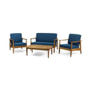 Alora Premium 4-Piece Wooden Outdoor Patio Conversation Seating Set With Cushions (SAK31469)