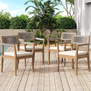 Alora Premium 5-Piece Outdoor Acacia Wood Patio Furniture Set With Braided Dining Chairs, Cushions, And Dining Table (SAK26754)