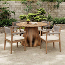 Alora Premium 5-Piece Outdoor Acacia Wood Patio Furniture Set With Braided Dining Chairs, Cushions, And Dining Table (SAK26754)