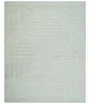 Premium 8x10 carved Texture Ivory hand knotted wool Area rug