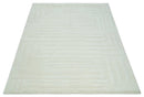 Premium 8x10 carved Texture Ivory hand knotted wool Area rug