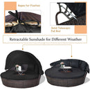 Alora Premium Black Outdoor Patio Rattan Daybed Sofa W/ Adjustable Table Top, Canopy & 3 Pillows, 76'' (92534186)