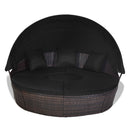 Alora Premium Black Outdoor Patio Rattan Daybed Sofa W/ Adjustable Table Top, Canopy & 3 Pillows, 76'' (92534186)