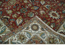Premium Brown and Ivory 8x10 Hand knotted Traditional Floral Wool Area Rug