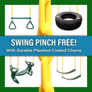 Premium Cedar Wood Tree House Swing Set With Built-In Covered Porch, Chimney, Monkey Bars And Slide (SAK18427)