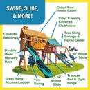 Premium Cedar Wood Tree House Swing Set With Clubhouse, Wave Slide And Scoop Slide (SAK30746)