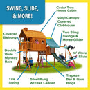 Premium Cedar Wood Tree House Swing Set With Clubhouse, Wave Slide And Spiral Slide (SAK29581)