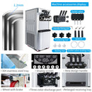 Premium Commercial Vertical 2000W 3-Flavor Soft Ice Cream Machine With Dual 6L Hoppers, 25-30L/H (SAK93406)