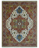Premium Fine 9x12 Rust, Ivory and Olive Hand Knotted wool area rug