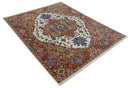 Premium Fine Knots Rust, Ivory and Olive 8x10 Hand knotted Traditional Wool Area Rug