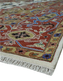 Premium Fine Knots Rust, Ivory and Olive 8x10 Hand knotted Traditional Wool Area Rug