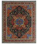 Premium Fine Olive, Brown, Black and Rust 8x10 and 9x12 Traditional Serapi wool Area Rug