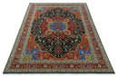 Premium Fine Olive, Brown, Black and Rust 8x10 and 9x12 Traditional Serapi wool Area Rug