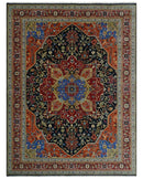 Premium Fine Olive, Brown, Black and Rust 8x10 and 9x12 Traditional Serapi wool Area Rug
