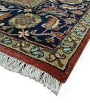 Premium Fine Rust and Blue 8x10 Hand Knotted Oriental wool area rug