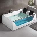 ‎Nuvia Elysian 71-Inch Premium Freestanding Rectangular Hydromassage Soaking Spa Bathtub (SAK85740)