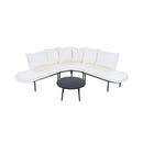 Alora Premium Half-Moon 6-Person Curved All-Weather Outdoor Furniture Sofa Patio Set With Coffee Table And Cushions (SAK76332)
