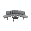 Alora Premium Half-Moon 6-Person Curved All-Weather Outdoor Furniture Sofa Patio Set With Coffee Table And Cushions (SAK76332)