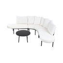 Alora Premium Half-Moon 6-Person Curved All-Weather Outdoor Furniture Sofa Patio Set With Coffee Table And Cushions (SAK76332)