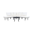 Alora Premium Half-Moon 6-Person Curved All-Weather Outdoor Furniture Sofa Patio Set With Coffee Table And Cushions (SAK76332)