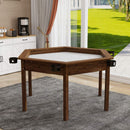 Premium 6-Person Hexagonal Game And Dining Table With Top, Mat And Cup Holders (SAK67845)