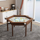 Premium 6-Person Hexagonal Game And Dining Table With Top, Mat And Cup Holders (SAK67845)