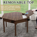 Premium 6-Person Hexagonal Game And Dining Table With Top, Mat And Cup Holders (SAK67845)