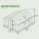 [12X13.5FT] Premium Large Outdoor Double Door Aluminum Polycarbonate Greenhouse With Quick Connect Fitting (SAK58420)