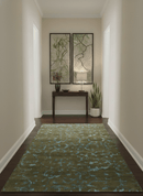 Premium look Antique Style Olive and Blue Hand loom 6x9 wool and Art Silk Area Rug