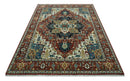 Premium look Fine Hand Knotted Rust, Ivory and Beige Traditional Heriz 8x10 wool rug