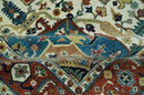 Premium look Fine Hand Knotted Rust, Ivory and Beige Traditional Heriz 8x10 wool rug