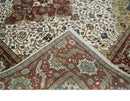 Premium Look Ivory, Rust and Gold 8x10 Hand knotted Traditional Wool Area Rug