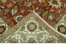 Premium look Rust and Ivory Traditional Floral Fine Hand knotted 8x10 wool area rug