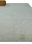 Premium look Solid Ivory Antique carved Design 9x12 Hand knotted wool Area Rug