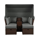 Alora Premium Outdoor 2-Seater Patio Daybed With Foldable Awning, Cushions, And Rattan Frame (SAK90233)