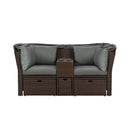 Alora Premium Outdoor 2-Seater Patio Daybed With Foldable Awning, Cushions, And Rattan Frame (SAK90233)